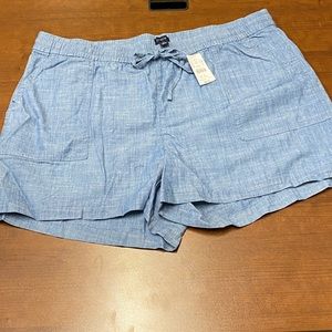 NWT J Crew Blue Linen Drawstring Short XL